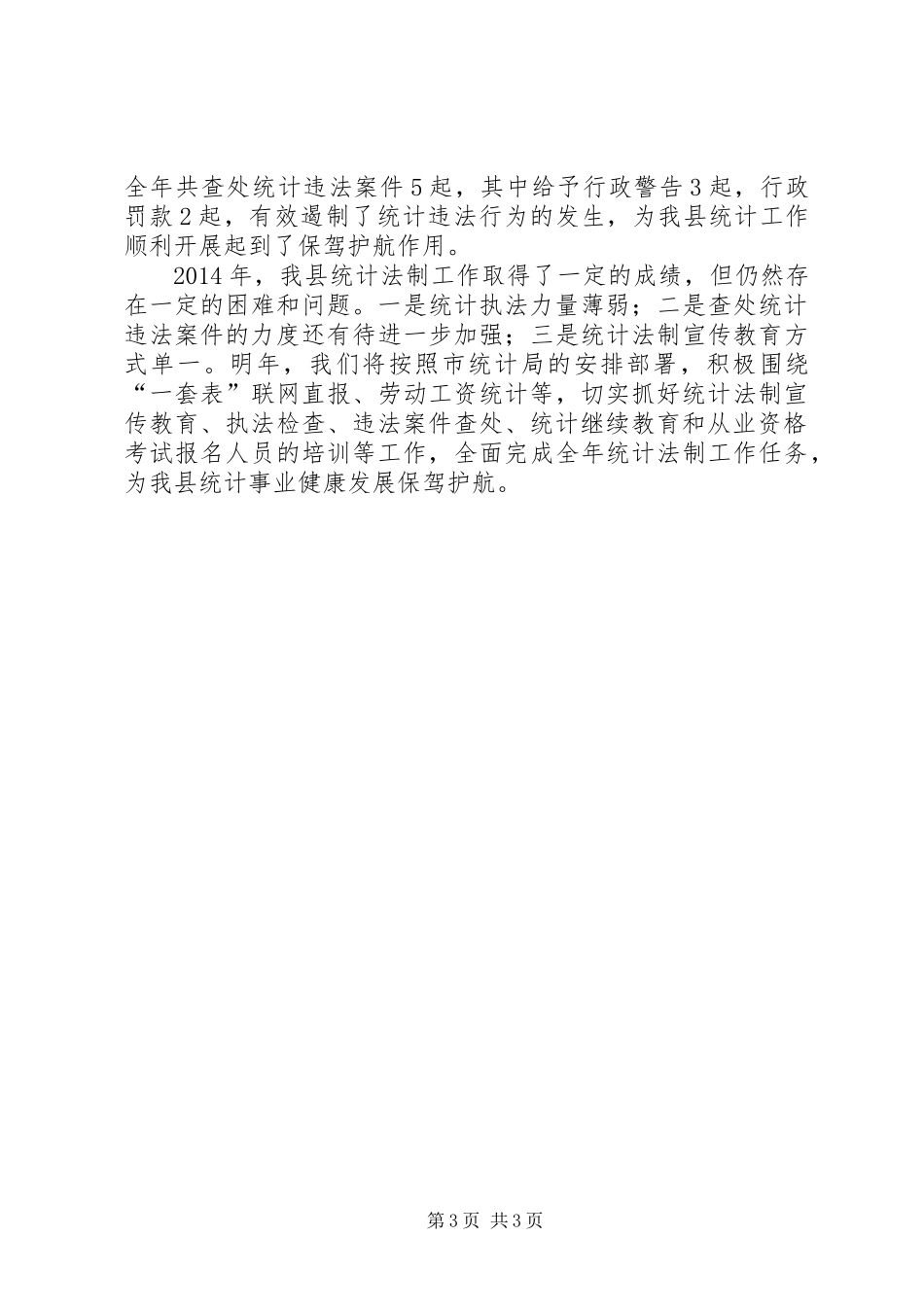 XX年统计局法制工作的总结报告_第3页