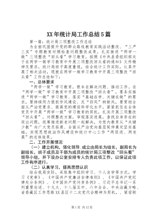 XX年统计局工作总结5篇