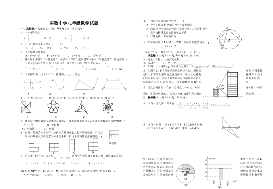 实验中学模拟试题1_第1页