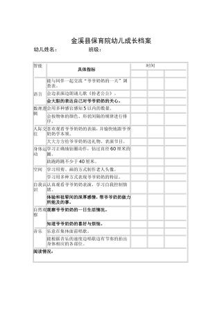 金溪县保育院幼儿成长档案