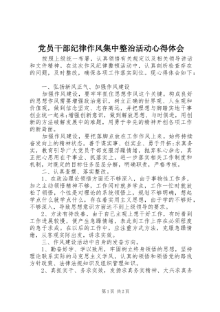 党员干部纪律作风集中整治活动心得体会