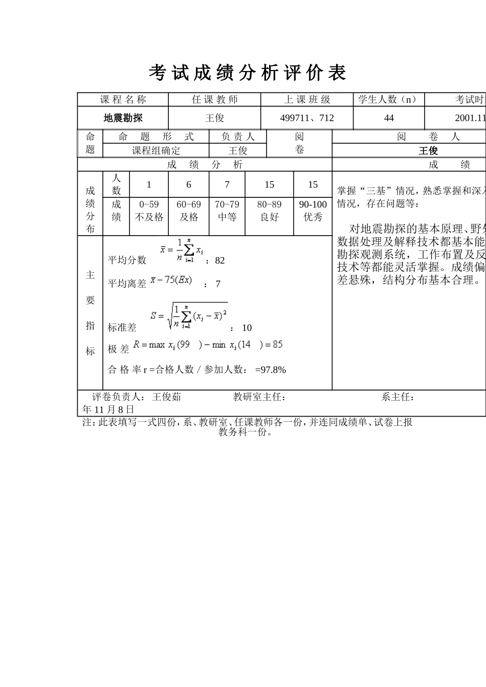 考试成绩分析评价表 (2)_第1页