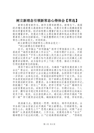 树立新理念引领新常态心得体会【萃选】