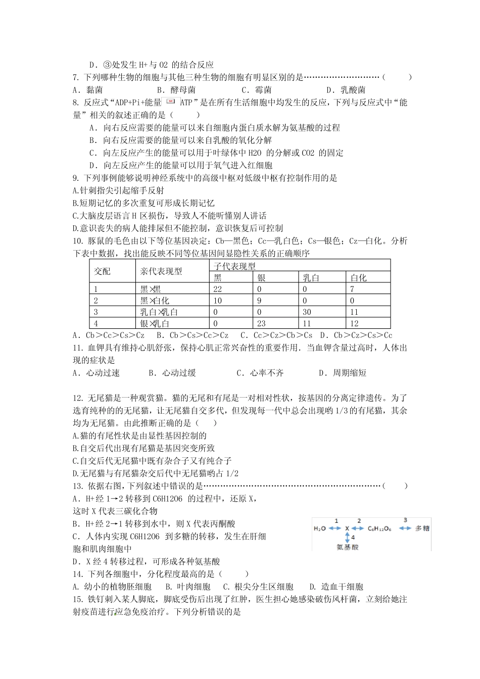 新邵县高中高考生物测试卷 _第2页