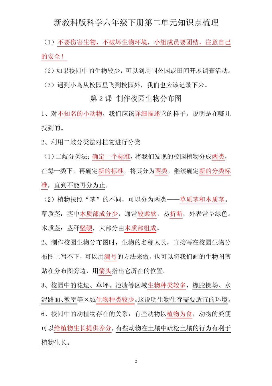 新教科版科学小学六年级下册第二单元知识点梳理 _第2页