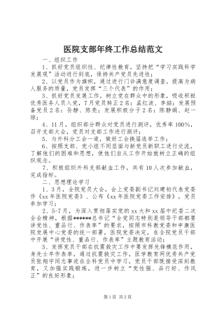 医院支部年终工作总结范文
