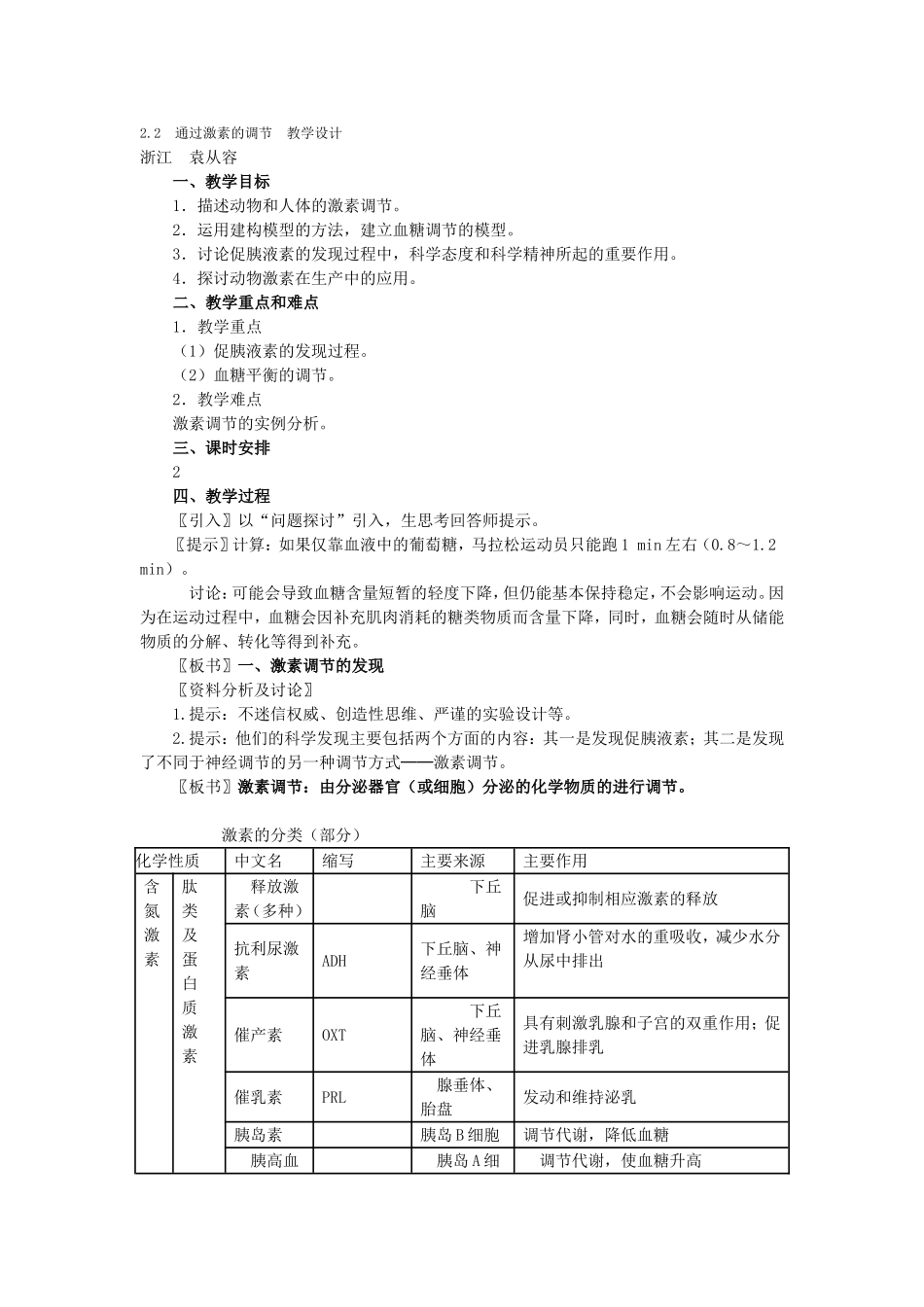 通过激素的调节教学设计_第1页