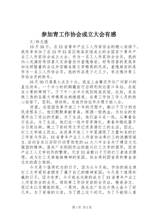 参加青工作协会成立大会有感
