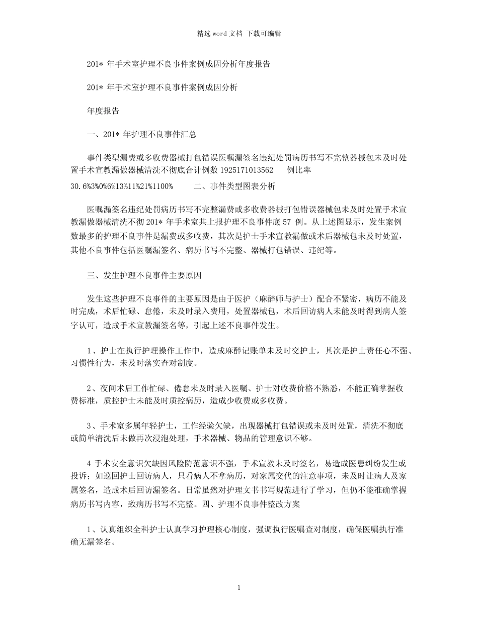 2021年手术室护理不良事件案例成因分析年度报告 _第1页