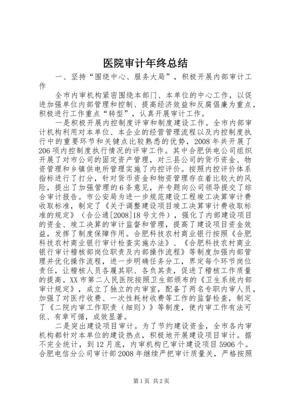 医院审计年终总结_第1页