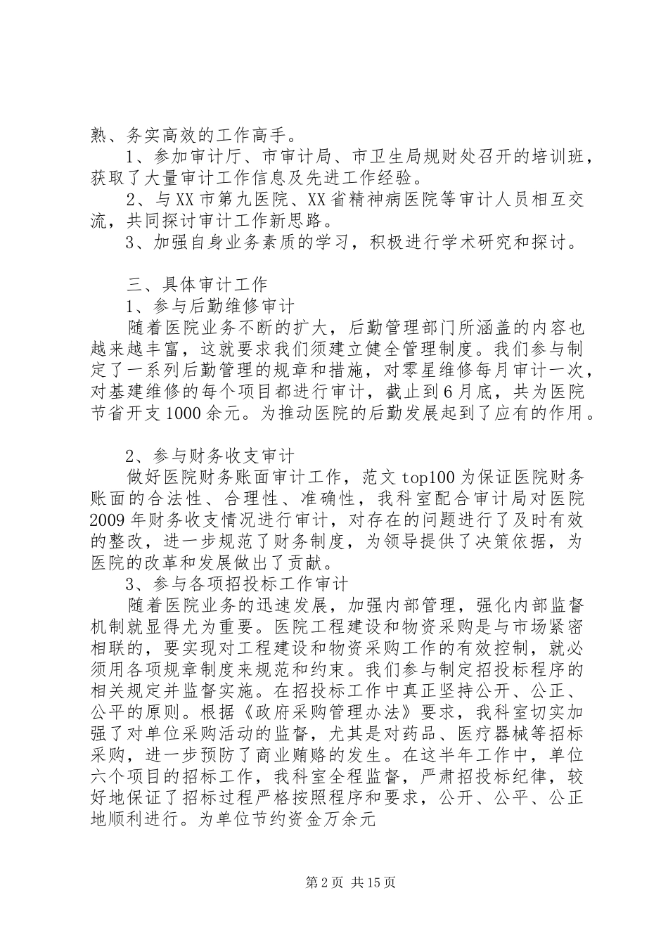 医院审计工作总结_第2页