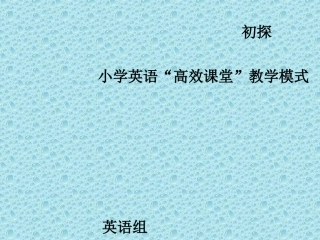 初探小学英语高效课堂教学模式