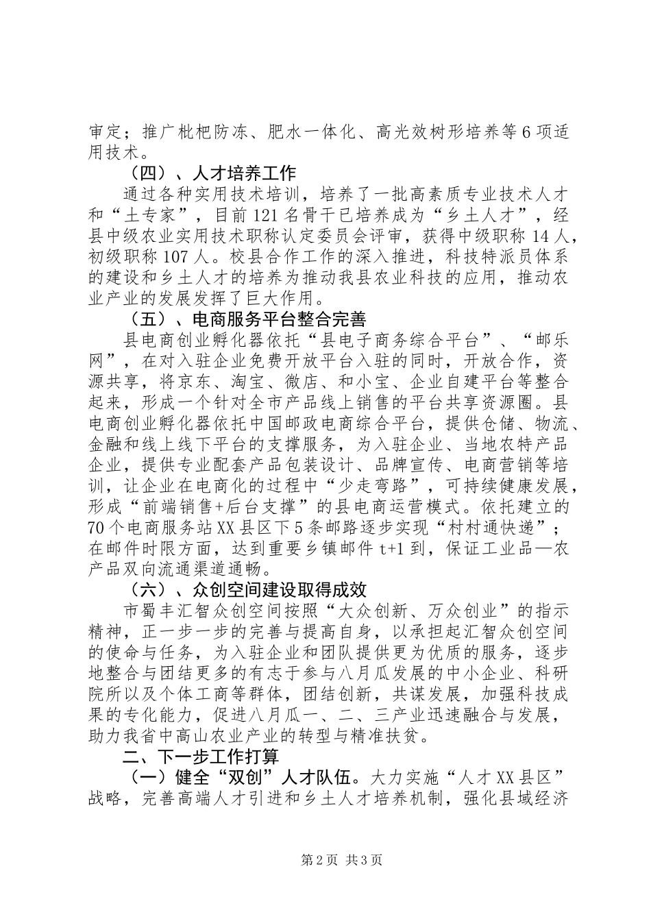 XX年科技“双创”工作总结_第2页