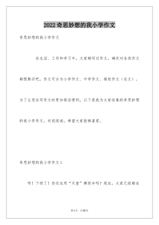 2024奇思妙想的我小学作文