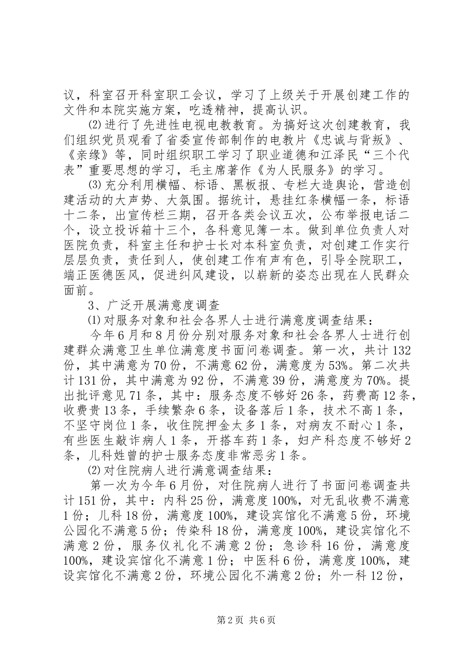 医院创建群众满意卫生单位工作总结_第2页