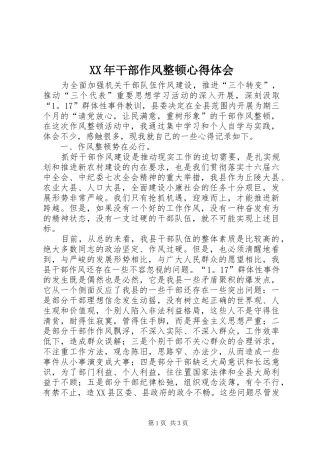 XX年干部作风整顿心得体会