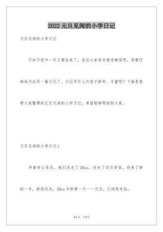 2024元旦见闻的小学日记