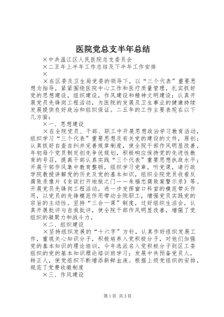 医院党总支半年总结
