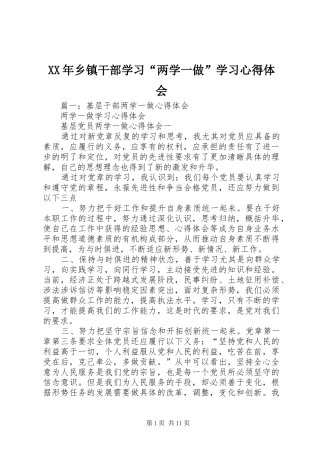 XX年乡镇干部学习“两学一做”学习心得体会