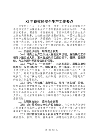 XX年畜牧局安全生产工作要点