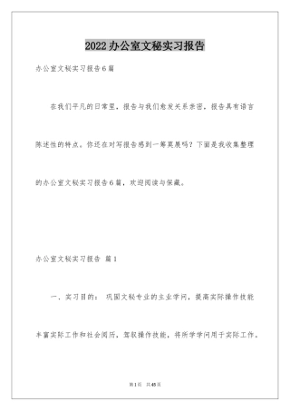 2024办公室文秘实习报告