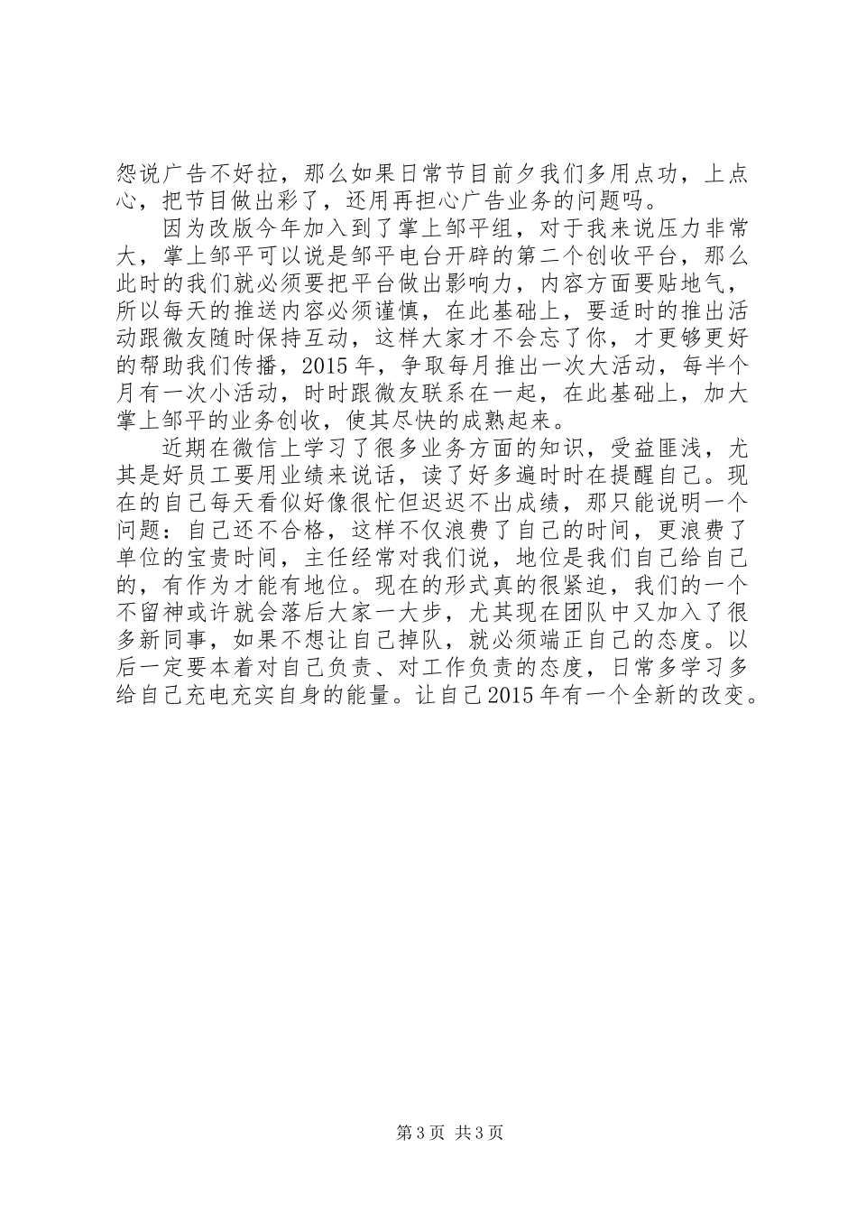 XX年电台个人工作述职报告_第3页