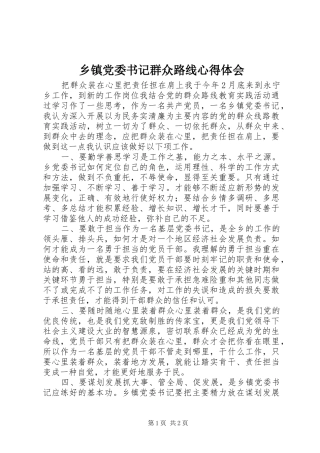 乡镇党委书记群众路线心得体会