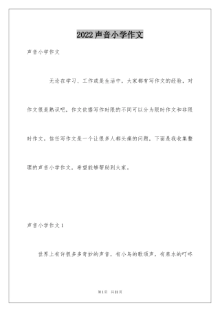 2024声音小学作文