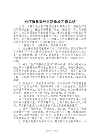 医疗质量提升行动阶段工作总结