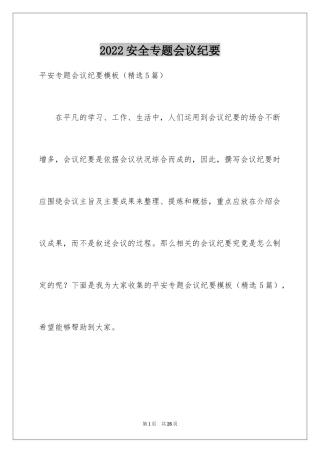 2024安全专题会议纪要