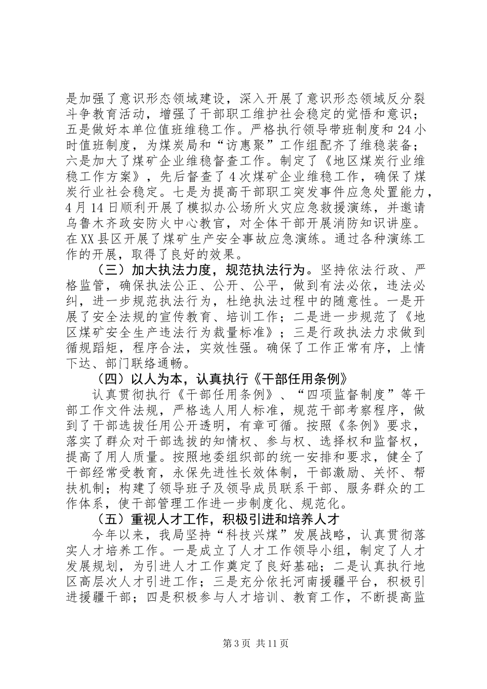 XX年煤炭局领导班子工作总结_第3页