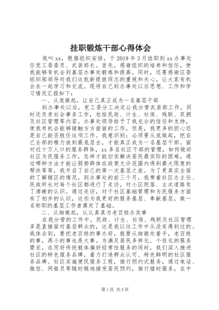 挂职锻炼干部心得体会