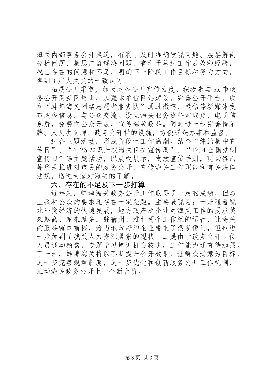 XX年海关政务公开工作总结_第3页