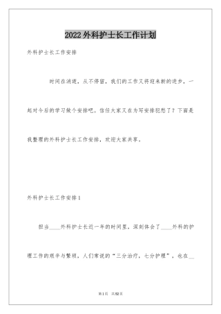 2024外科护士长工作计划_2