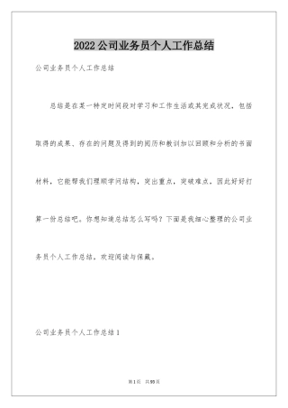 2024公司业务员个人工作总结