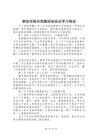 参加市综合实践活动会议学习体会
