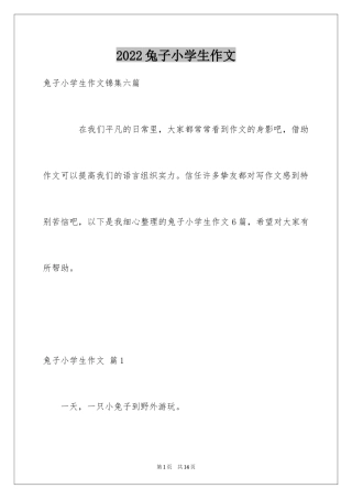 2024兔子小学生作文_2