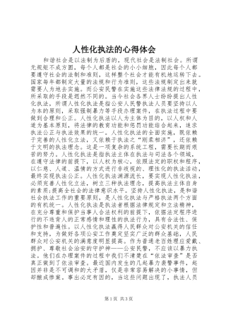 人性化执法的心得体会