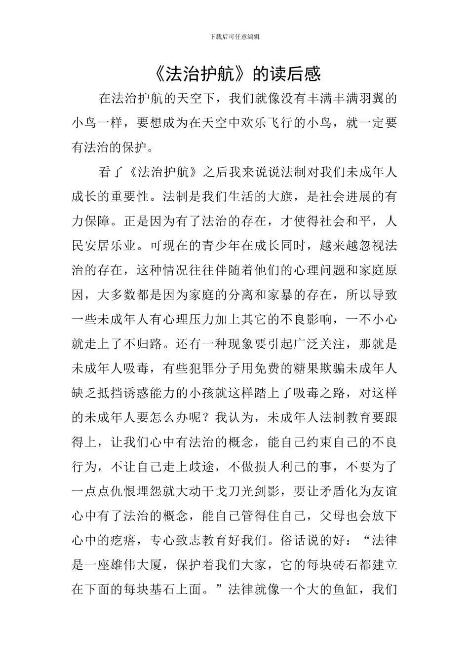 《法治护航》的读后感_第1页