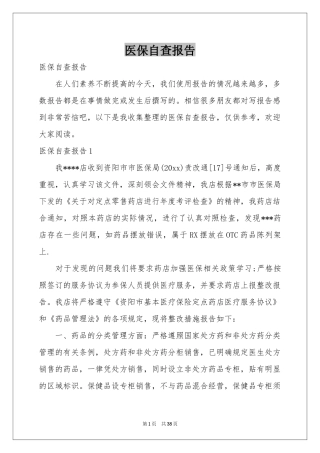 医保自查报告