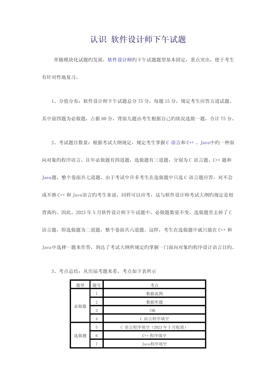 2023年软件设计师下午试题分析 _第1页