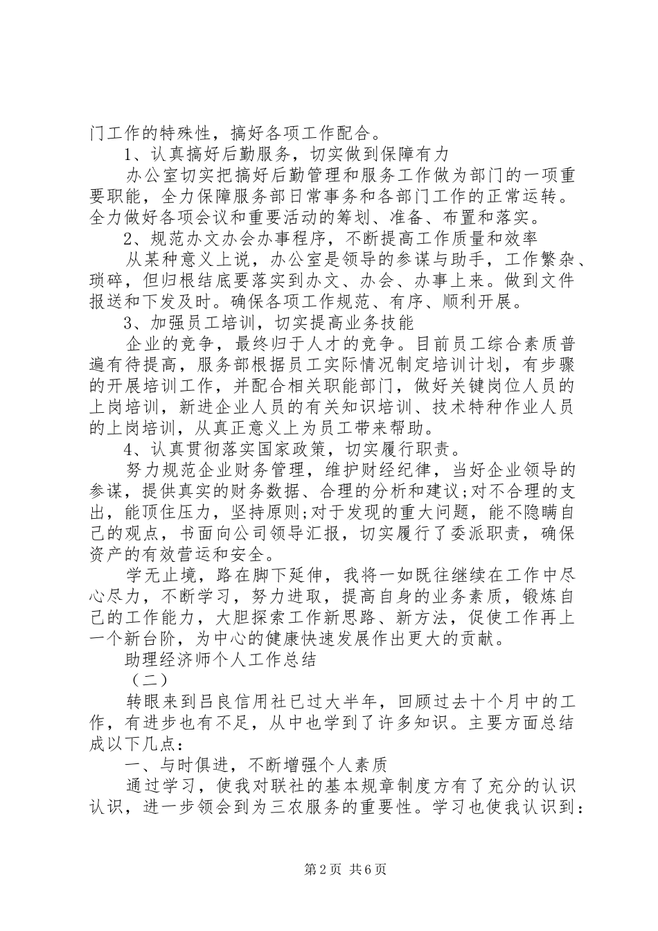 助理经济师个人工作总结_第2页