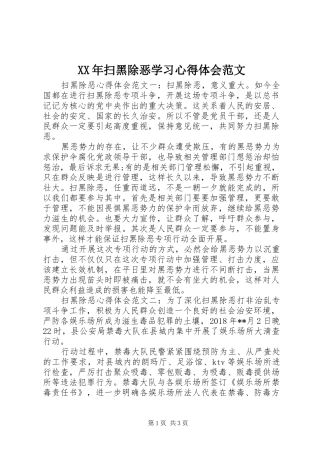 XX年扫黑除恶学习心得体会范文