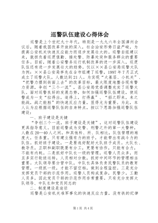 巡警队伍建设心得体会