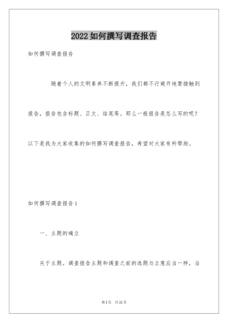 2024如何撰写调查报告