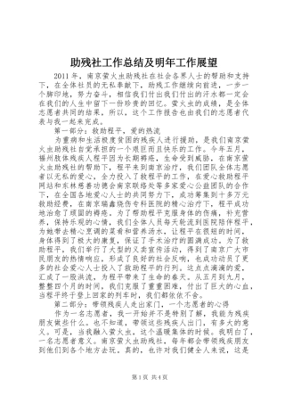 助残社工作总结及明年工作展望