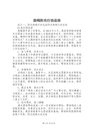 助残阳光行动总结