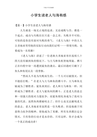 小学生读老人与海有感