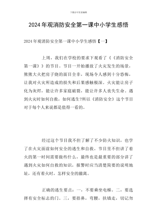 2024年观消防安全第一课中小学生感悟