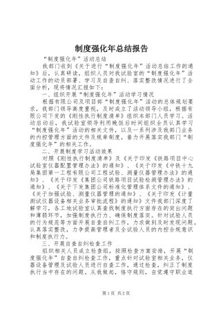 制度强化年总结报告